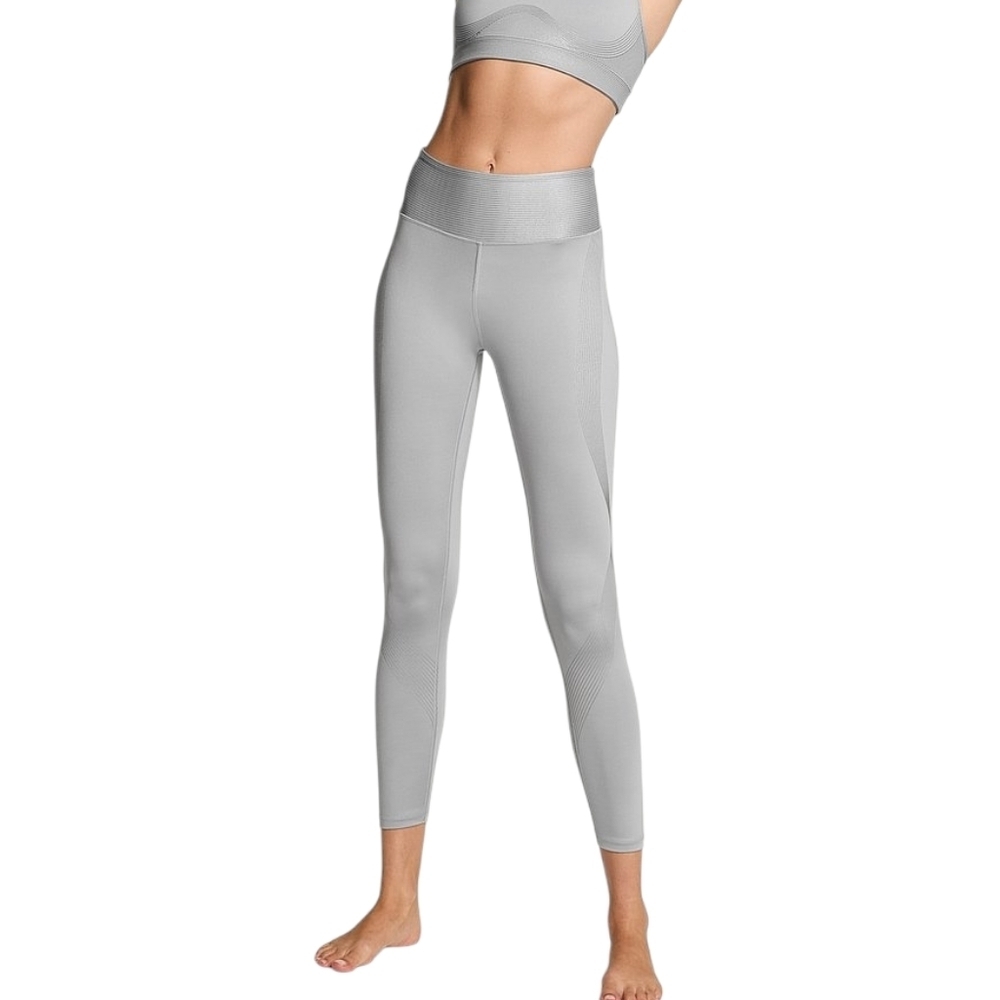NEW VICTORIA SECRET SPORT M Essential Shine Pocket Leggings in Gray and Silver